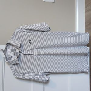 Under Armour SM White and grey stripe men's polo